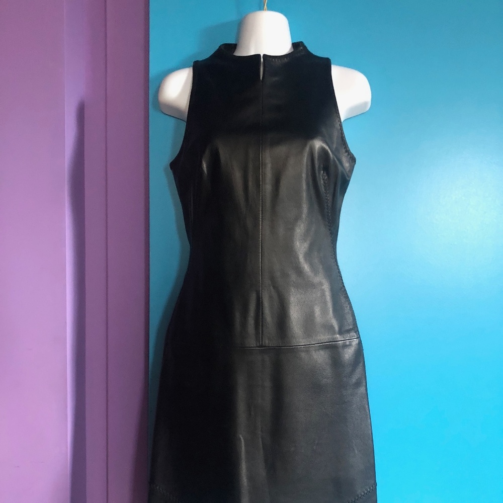 Black Leather Vintage Versus by Versace Dress
